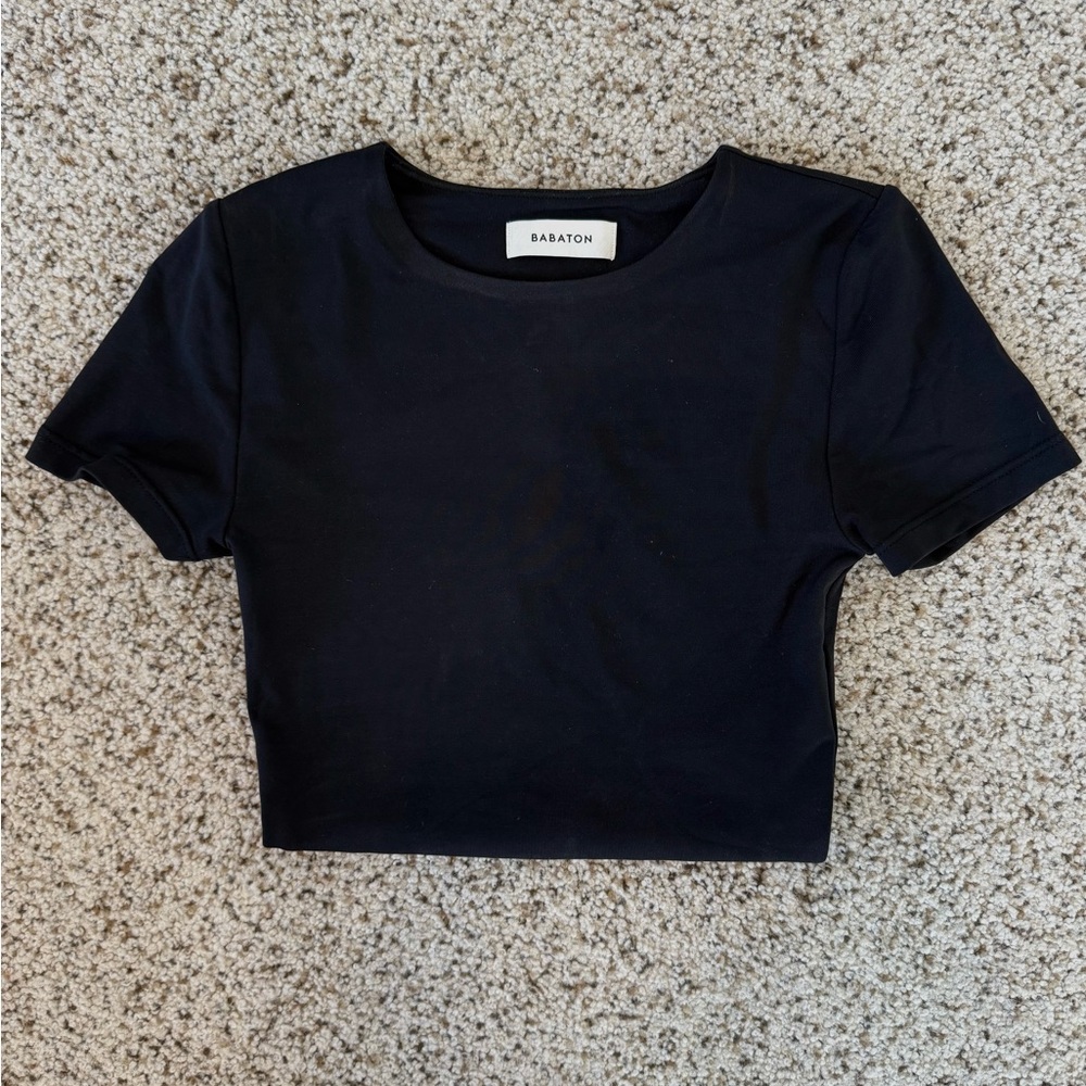 Aritzia Babaton Black Women's Baby Tee Crop Top